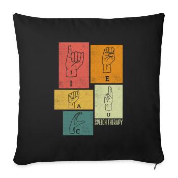 Orthophoniste Orthophonie Orthophonie ASL - Housse de coussin décorative 45 x 45 cm - noir - Devant