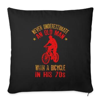 Ne sous-estimez jamais un vieil homme avec un vélo dans - Housse de coussin décorative 45 x 45 cm - noir - Devant
