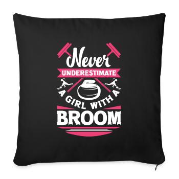 Curling Player for a Female Curler Funny - Sofa pillowcase 17,3'' x 17,3'' (45 x 45 cm) - black - Front