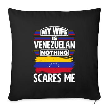 Venezuela Venezuela Venezuela Drapeau ma femme est - Housse de coussin décorative 45 x 45 cm - noir - Devant