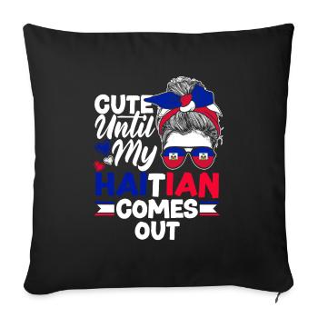 Haïti Haïti Haïti Drapeau Mignon Jusqu’à Mon Haïtien - Housse de coussin décorative 45 x 45 cm - noir - Devant