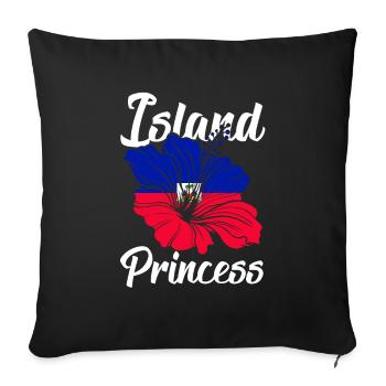 Île Princesse Haïti Haïti Haïti Drapeau - Housse de coussin décorative 45 x 45 cm - noir - Devant