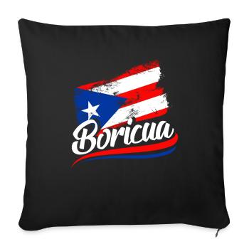 Porto Rico PortoRicain Porto Rico Drapeau Boricua - Housse de coussin décorative 45 x 45 cm - noir - Devant
