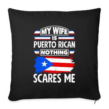 Porto Rico PortoRicain Boricua Porto Rico Drapeau - Housse de coussin décorative 45 x 45 cm - noir - Devant