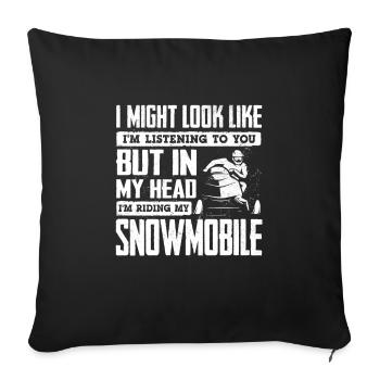 Snowmobile Riding Snowmobiling Snowmobiler Funny - Sofakissenbezug 45 x 45 cm - Schwarz - Vorne
