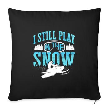 Motoneige En motoneige, je joue encore - Housse de coussin décorative 45 x 45 cm - noir - Devant