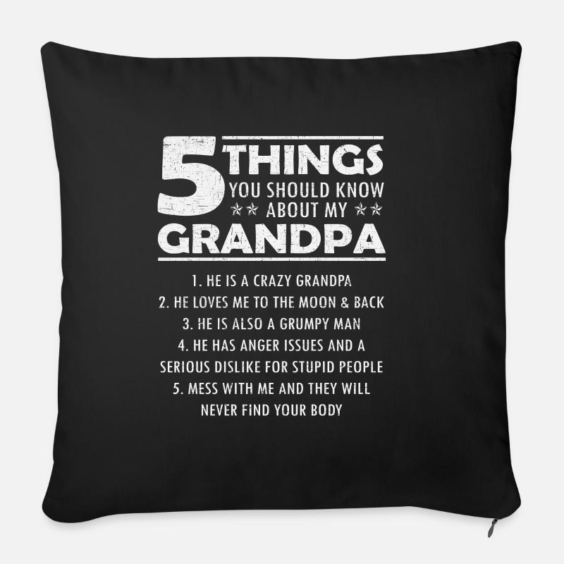 5 Things You Should Know About My Grandpa Opa - Sofakissenbezug 45 x 45 cm - Schwarz