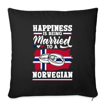 Norway Norwegian Happiness Is Being Married To A - Sofa pillowcase 17,3'' x 17,3'' (45 x 45 cm) - black - Front