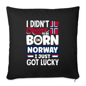 Norvège Norvège Norvège Drapeau Je viens d’avoir de la chance - Housse de coussin décorative 45 x 45 cm - noir - Devant