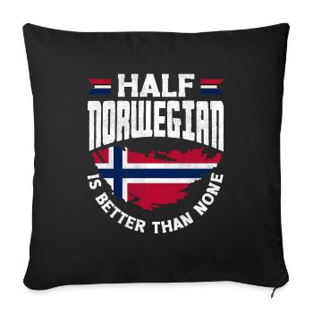 Drapeau de la Norvège La moitié norvégienne vaut mieux que rien - Housse de coussin décorative 45 x 45 cm - noir - Devant