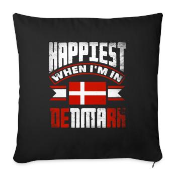 Denmark Danish Denmark Flag Happiest When Im In - Sofa pillowcase 17,3'' x 17,3'' (45 x 45 cm) - black - Front