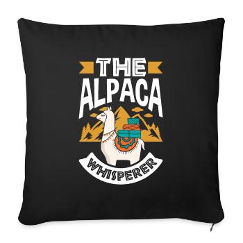 Alpagas Mammifères LLamas Alpaga L’Alpaga Whisperer - Housse de coussin décorative 45 x 45 cm - noir - Devant