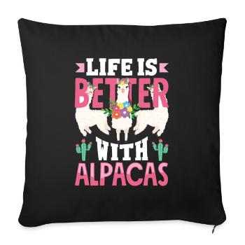 Alpagas Mammifères LLamas La vie des alpagas est meilleure avec - Housse de coussin décorative 45 x 45 cm - noir - Devant