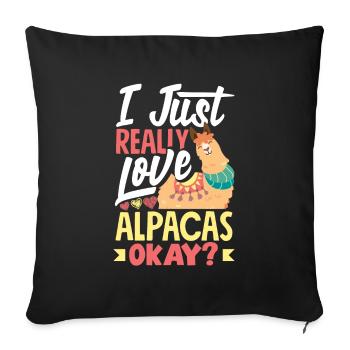 Alpagas mammifères LLamas Alpaga que j’adore vraiment - Housse de coussin décorative 45 x 45 cm - noir - Devant