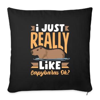 Capybara rongeur J’aime vraiment les capybars ok - Housse de coussin décorative 45 x 45 cm - noir - Devant