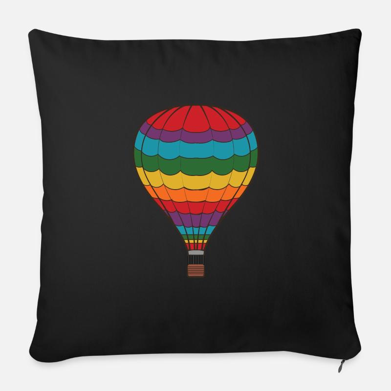 Ballon Montgolfière Montgolfière - Housse de coussin décorative 45 x 45 cm - noir