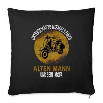 Never underestimate moped driver moped old man - Sofa pillowcase 17,3'' x 17,3'' (45 x 45 cm) - black - Front