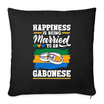 Gabonese Gabon Flag Happiness Is Being Married To - Sofa pillowcase 17,3'' x 17,3'' (45 x 45 cm) - black - Front