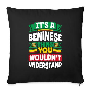 Béninois Bénin Drapeau Béninois Citation - Housse de coussin décorative 45 x 45 cm - noir - Devant