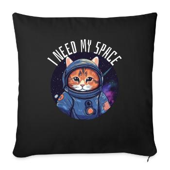 Cat I need my space pun astronomy cat - Sofa pillowcase 17,3'' x 17,3'' (45 x 45 cm) - black - Front