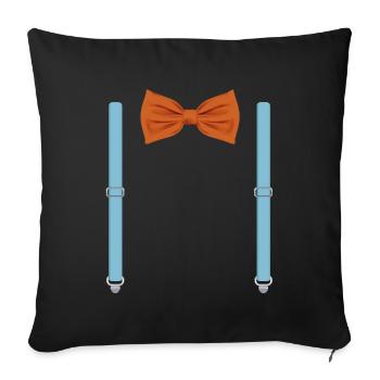 Funny Orange Bow Tie with Blue Suspenders Perfect - Sofa pillowcase 17,3'' x 17,3'' (45 x 45 cm) - black - Front