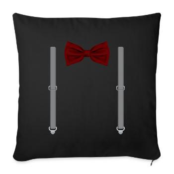 Funny Red Bow Tie with Gray Suspenders Perfect - Sofa pillowcase 17,3'' x 17,3'' (45 x 45 cm) - black - Front