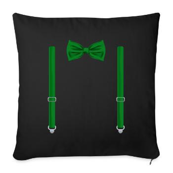 Drôle de nœud papillon vert avec bretelles parfait - Housse de coussin décorative 45 x 45 cm - noir - Devant
