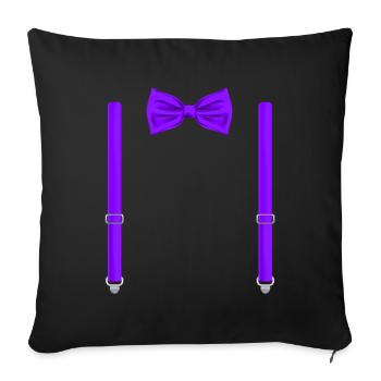 Drôle de nœud papillon violet avec bretelles parfaites - Housse de coussin décorative 45 x 45 cm - noir - Devant