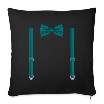 Drôle de nœud papillon vert émeraude avec bretelles - Housse de coussin décorative 45 x 45 cm - noir - Devant