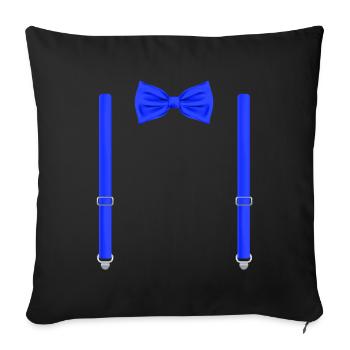 Drôle de nœud papillon bleu avec bretelles parfait - Housse de coussin décorative 45 x 45 cm - noir - Devant