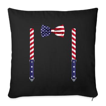 Funny USA Flag Bow Tie with Suspenders Perfect - Sofa pillowcase 17,3'' x 17,3'' (45 x 45 cm) - black - Front