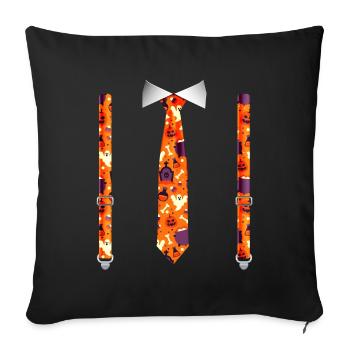 Tuxedo d’Halloween avec impression de suspension à la citrouille - Housse de coussin décorative 45 x 45 cm - noir - Devant