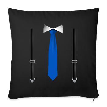 Drôle de cravate bleue avec bretelles noires Perfect - Housse de coussin décorative 45 x 45 cm - noir - Devant