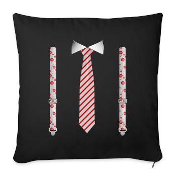 Cravate de Noël festif et bretelles drôle de Noël - Housse de coussin décorative 45 x 45 cm - noir - Devant
