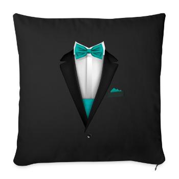 Tuxedo design with Turquoise Bowtie For Weddings - Sofa pillowcase 17,3'' x 17,3'' (45 x 45 cm) - black - Front