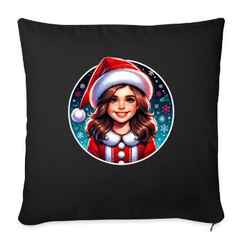 Santa Claus Girl Illustration Funny Christmas - Sofa pillowcase 17,3'' x 17,3'' (45 x 45 cm) - black - Front