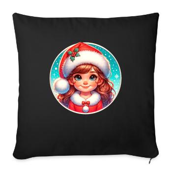 Santa Claus Girl Illustration Funny Christmas - Sofa pillowcase 17,3'' x 17,3'' (45 x 45 cm) - black - Front