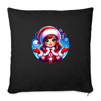 Santa Claus Girl Illustration Funny Christmas - Sofa pillowcase 17,3'' x 17,3'' (45 x 45 cm) - black - Front