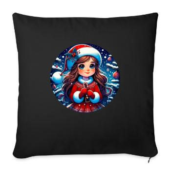 Santa Claus Girl Illustration Funny Christmas - Sofa pillowcase 17,3'' x 17,3'' (45 x 45 cm) - black - Front