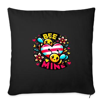 Bee Mine: Whimsical Bees & Heart Playful - Sofa pillowcase 17,3'' x 17,3'' (45 x 45 cm) - black - Front