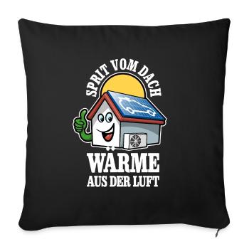 Öko Haus Sprit vom Dach Wärme aus der Luft - Sofakissenbezug 45 x 45 cm - Schwarz - Vorne