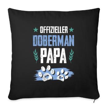 Doberman chiens papa - Housse de coussin décorative 45 x 45 cm - noir - Devant
