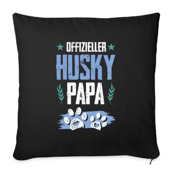 papa chien husky - Housse de coussin décorative 45 x 45 cm - noir - Devant