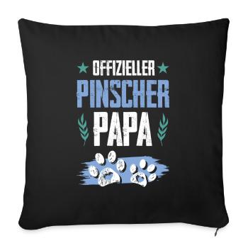 papa chien pinscher - Housse de coussin décorative 45 x 45 cm - noir - Devant