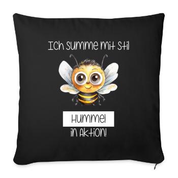 Ich summe mit Stil - Hummel in Aktion - Sofakissenbezug 45 x 45 cm - Schwarz - Vorne