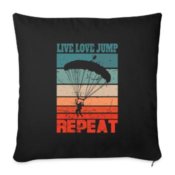Parachutiste parachute parachute - Housse de coussin décorative 45 x 45 cm - noir - Devant