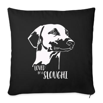 Loved by a SLOUGHI dog saying Greyhound Wilsigns - Sofa pillowcase 17,3'' x 17,3'' (45 x 45 cm) - black - Front