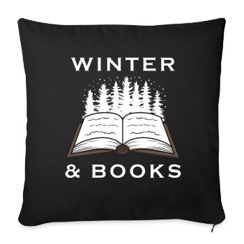 Cozy Winter Days Book Reading Literature Snow - Sofa pillowcase 17,3'' x 17,3'' (45 x 45 cm) - black - Front