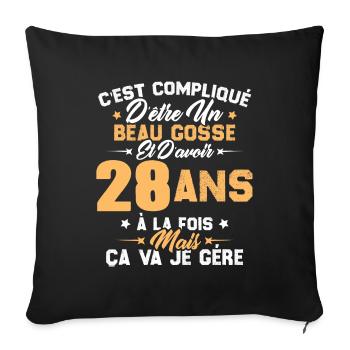 Cadeau d'anniversaire Beau gosse et d'avoir 28 ans - Housse de coussin décorative 45 x 45 cm - noir - Devant