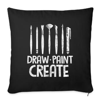 Peinture - Housse de coussin décorative 45 x 45 cm - noir - Devant
